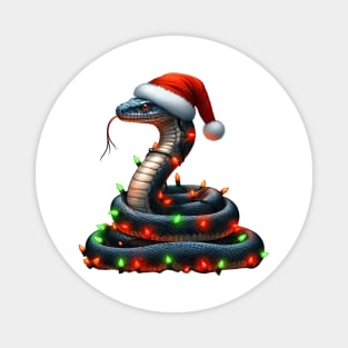 Snake Wrapped In Christmas Lights Magnet